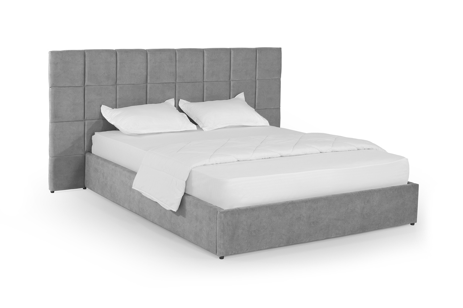 Кровать с матрасом Гортензия 160х200 (Светло-серый, велюр, без подъемного механизма) IMI grtnz-am160x200ssb фото
