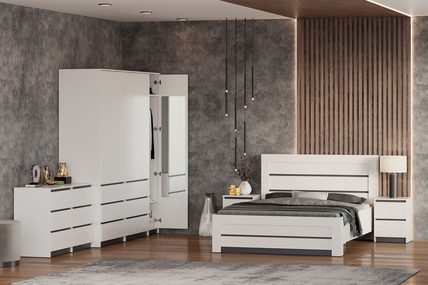 Шафа Formo-6 (білий + планка антрацит, 120х54х207 см) ph-shf-sh3-bl-pntc фото