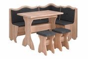Кухонний комплект FlavorFurnish (куточок, стіл та 2 табуретки, саванна дарк грей і сонома) ph-kmp-grcg-sndrgr-snm фото 1