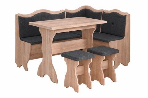 Кухонный комплект FlavorFurnish (уголок, стол и 2 табурета, саванна дарк грей и сонома) ph-kmp-grcg-sndrgr-snm фото