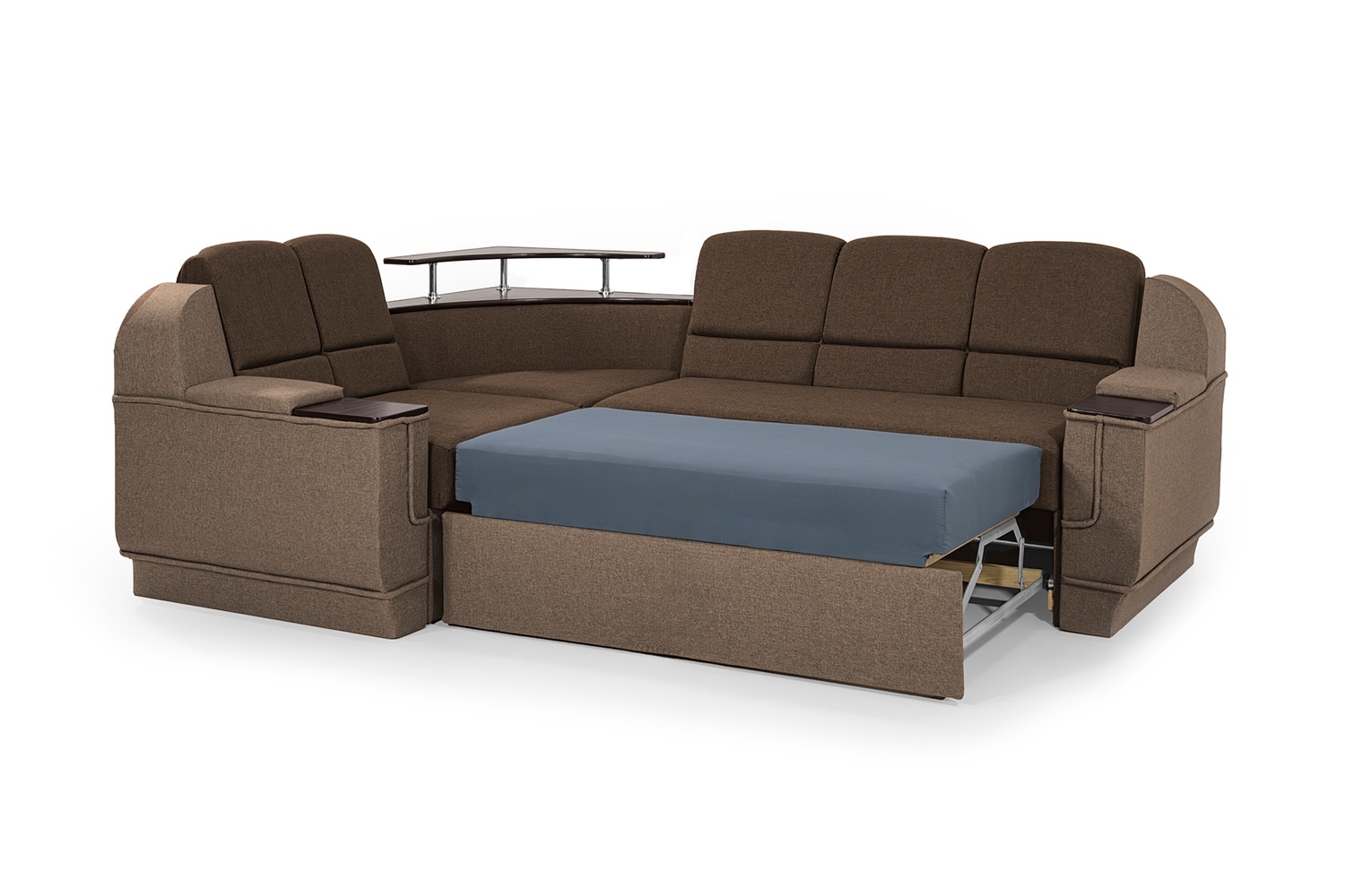 Комплект кутовий диван Меркурій з пуфом (Коричневий з бежем, 255х185 см) IMI kmrc-sn-3-21-p фото