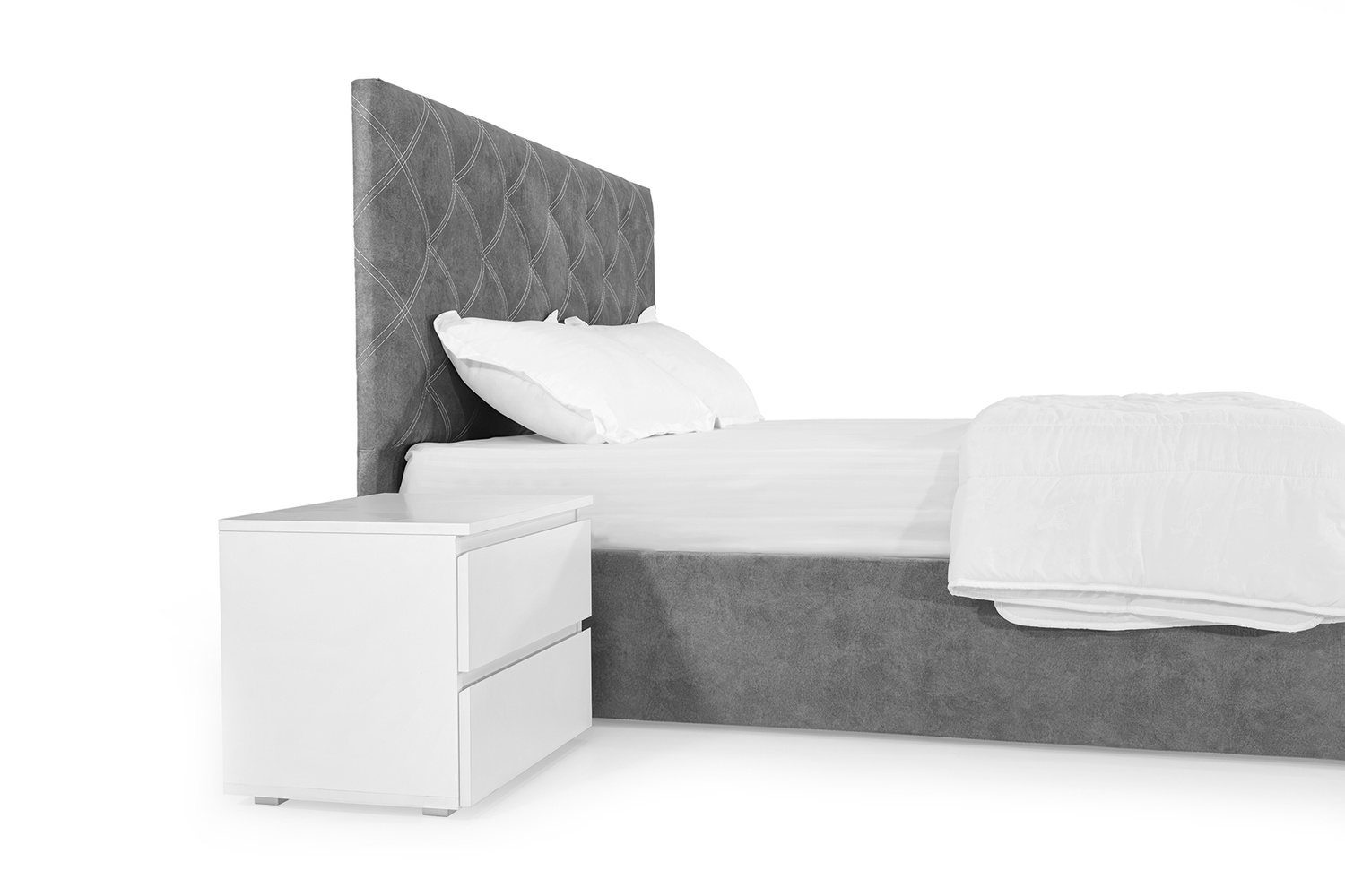 Кровать Барвинок 180х200 (Светло-серый, велюр, без подъемного механизма) IMI brvnk180x200ssb фото