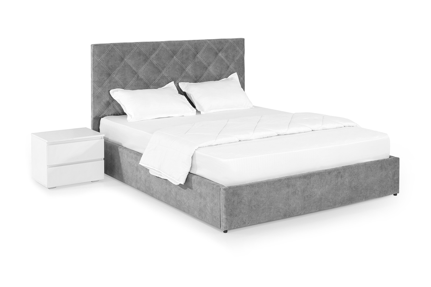 Кровать Барвинок 180х200 (Светло-серый, велюр, без подъемного механизма) IMI brvnk180x200ssb фото