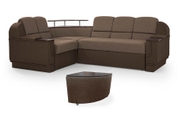 Комплект угловой диван Меркурий с пуфом (Бежевый с коричневым, 255х185 см) IMI kmrc-sn-21-3-p фото