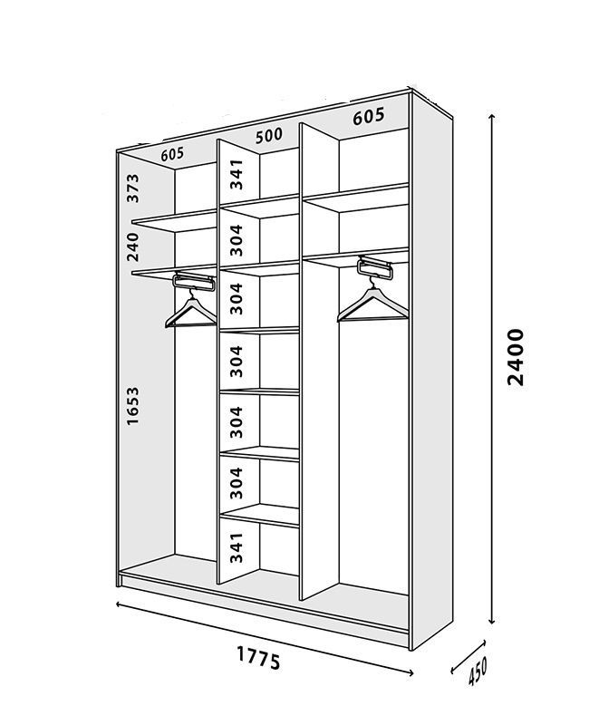 Шафа-купе Нарнія-2 (180 &times; 45 &times; 240 см, дуб сонома світлий) m-shk-nrn-2-45-db-snm фото