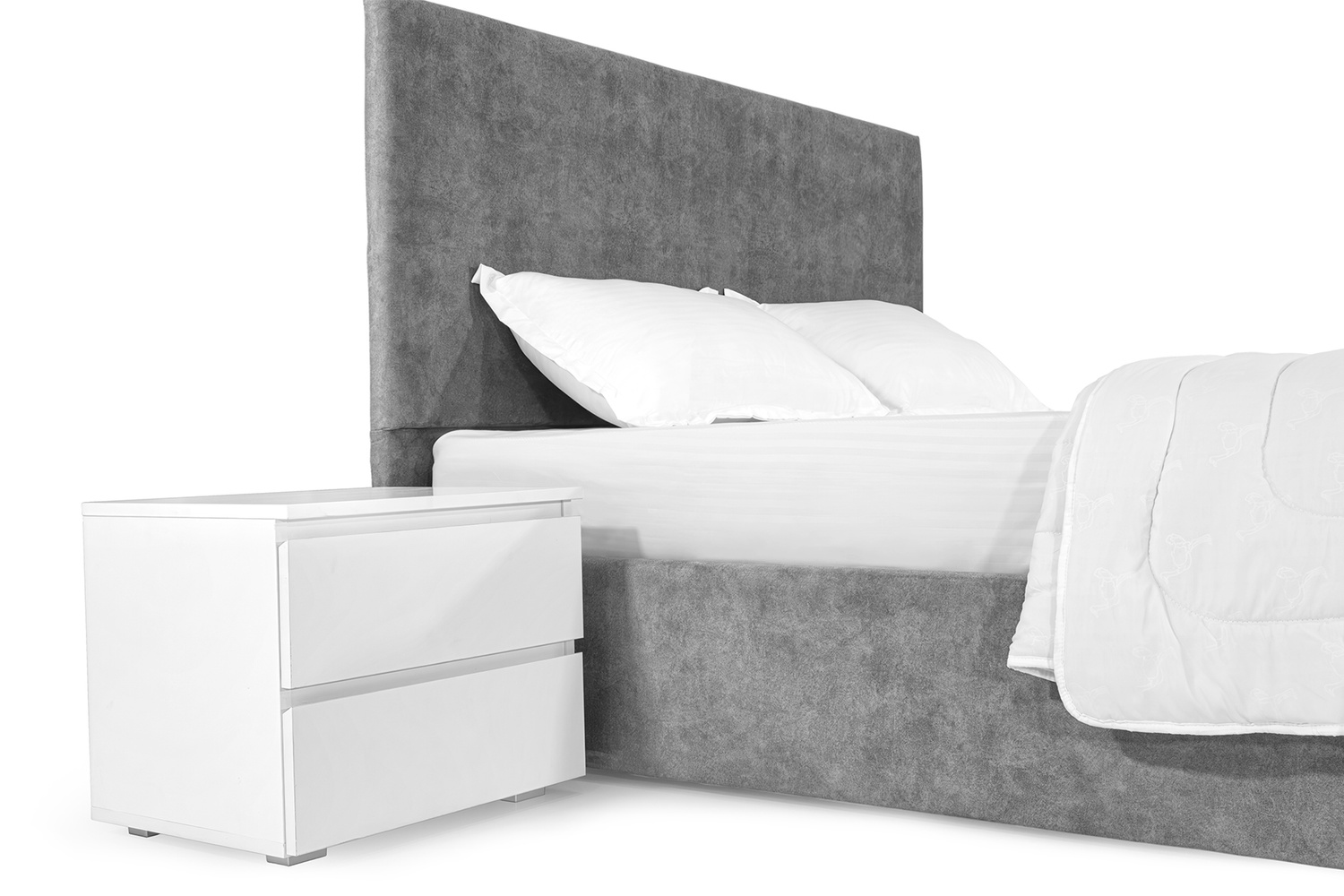 Ліжко Лаванда 160х190 (Світло-сірий, велюр, без підйомного механізму) IMI lvnd160x190ssb фото