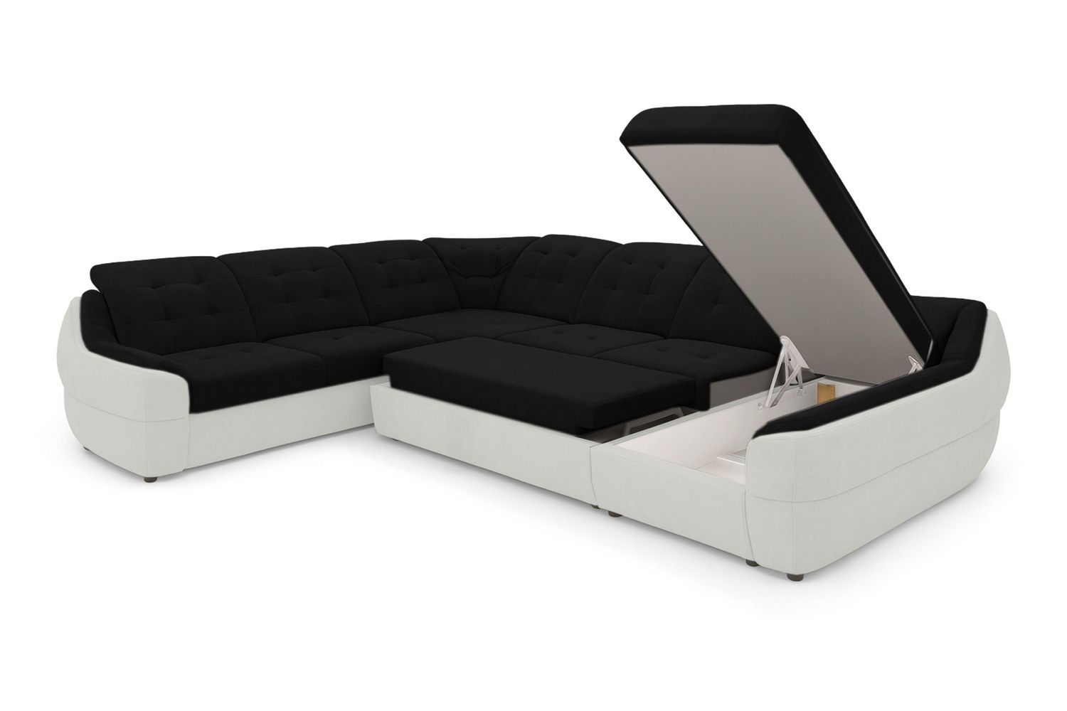 Угловой диван Спейс XXL (375 &times; 310 см, черный с молочным) IMI Premium kspsxxl-p-ll-99-1 фото